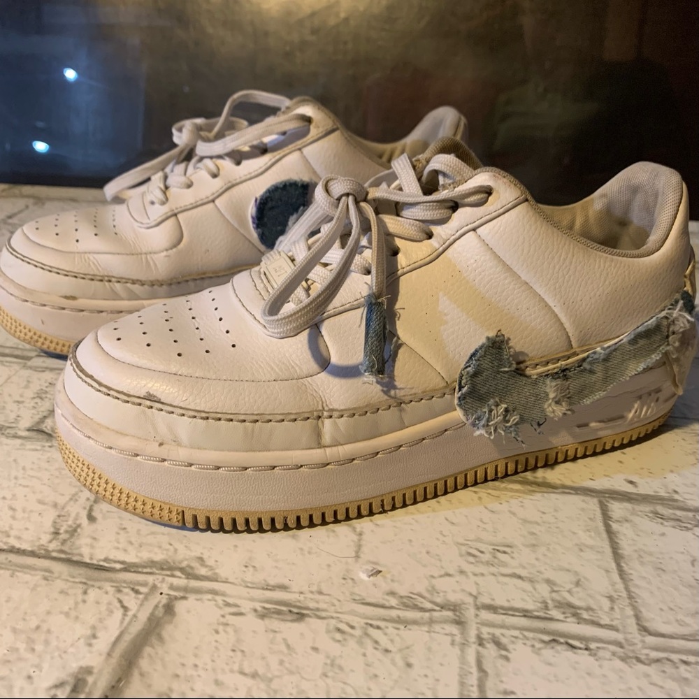 Custom Nike Air Force with denim patch work size 8